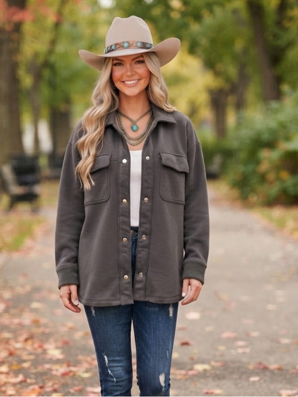 Hollister Oversized Fleece-Lined Shacket - Charcoal Grey - Size Medium - Like Ne